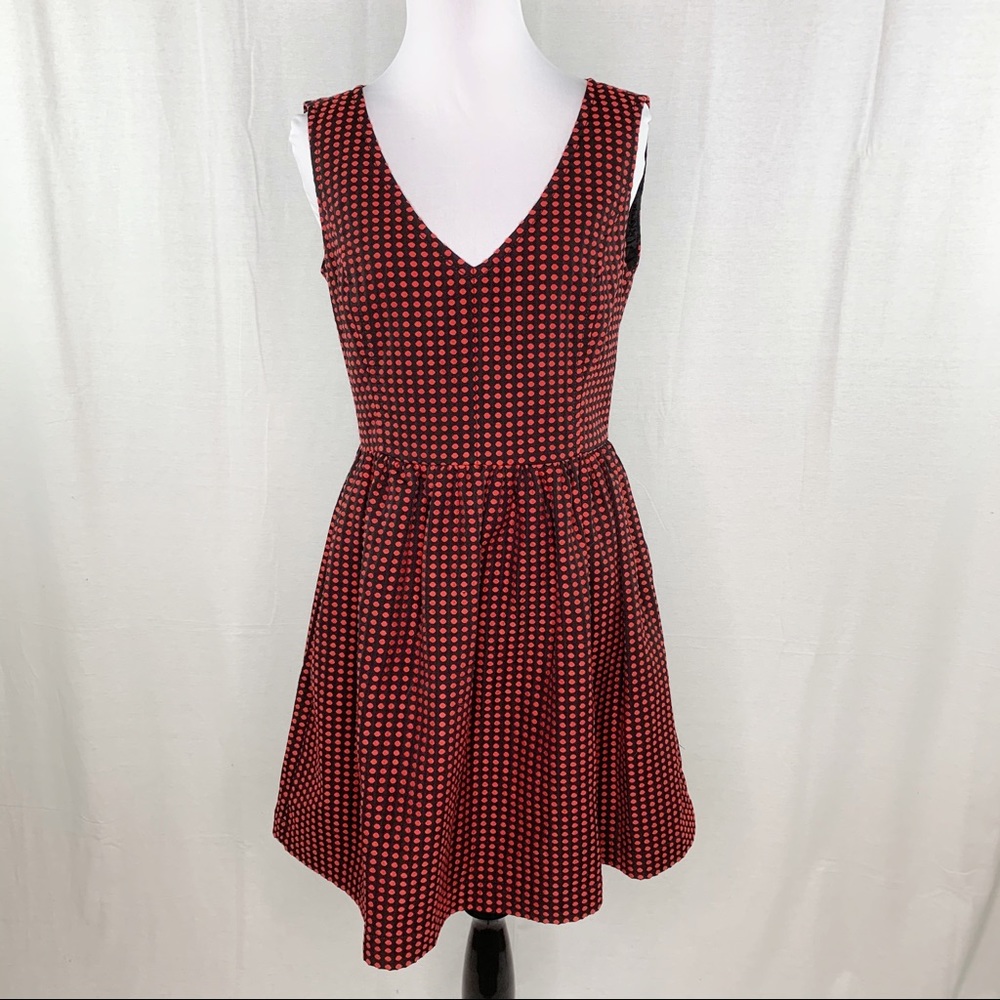QMack black and red polka dot v-neck dress